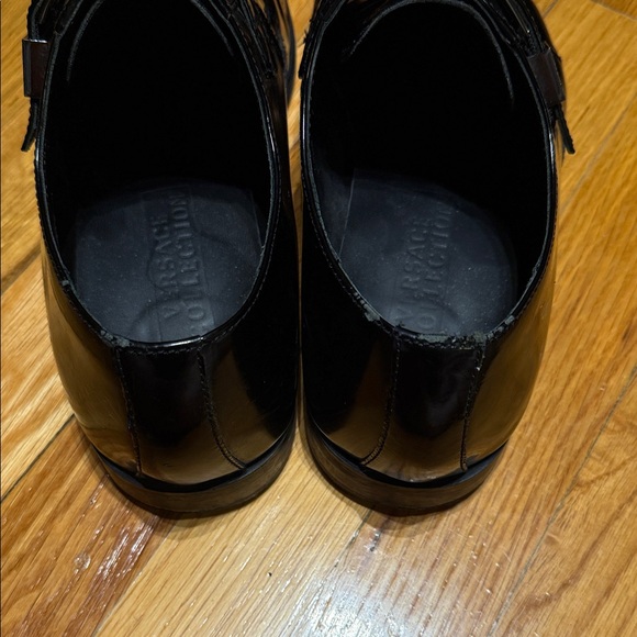 Versace Collection Shiny Black Leather Derbys Size 11 - Picture 6 of 9
